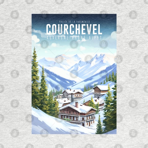 Affiche Courchevel - France - Auvergne-Rhône-Alpes - Savoie - illustration by Labonneepoque